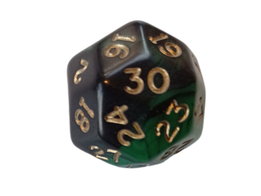 Oblivion Green 30 Sided Dice